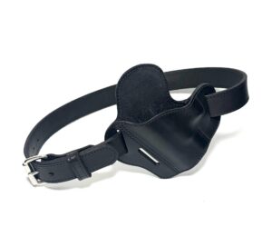 Black cowhide 3-slot OWB handgun holster and matching heavy-duty belt