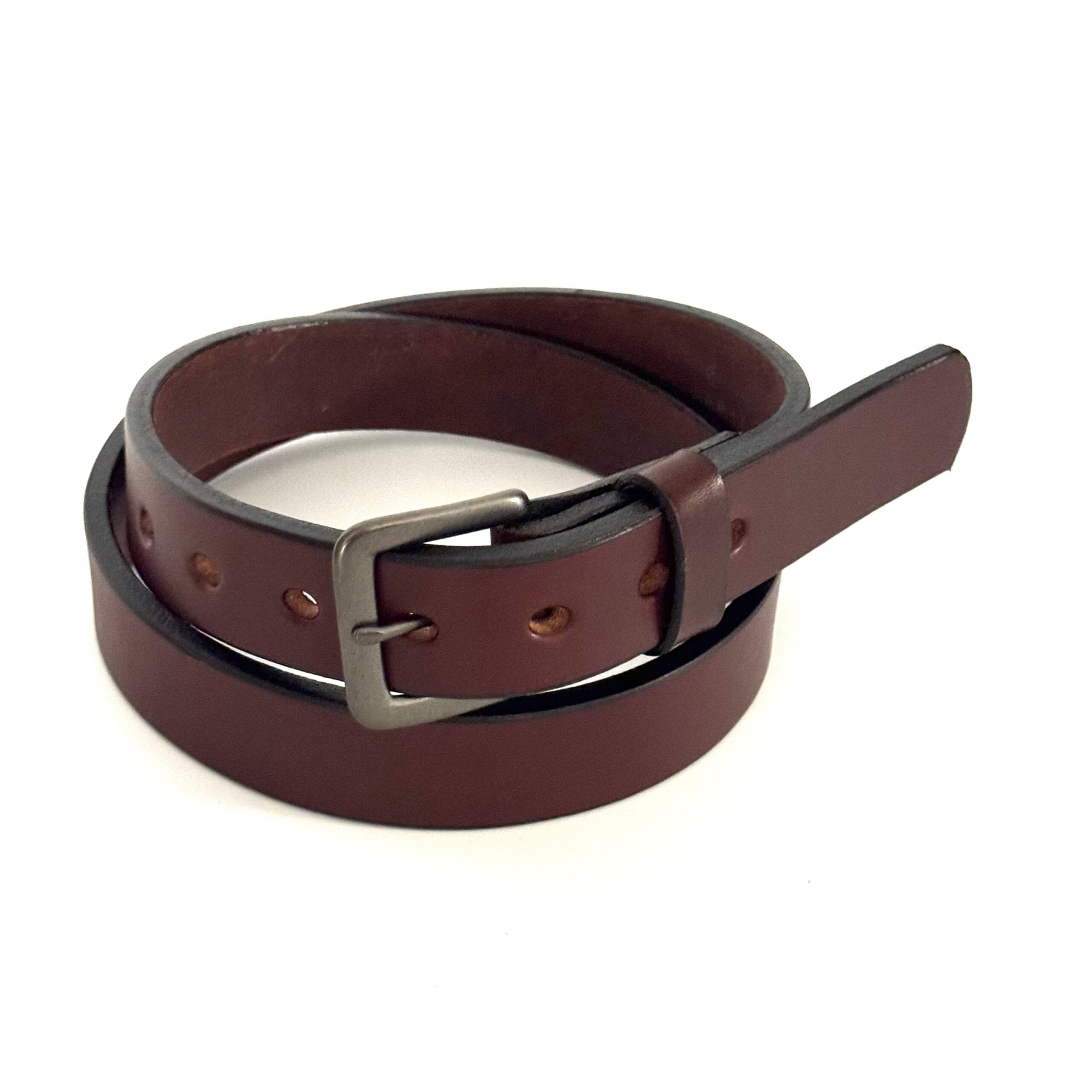 Premium heavy brown leather belt Amish made from full grain leather