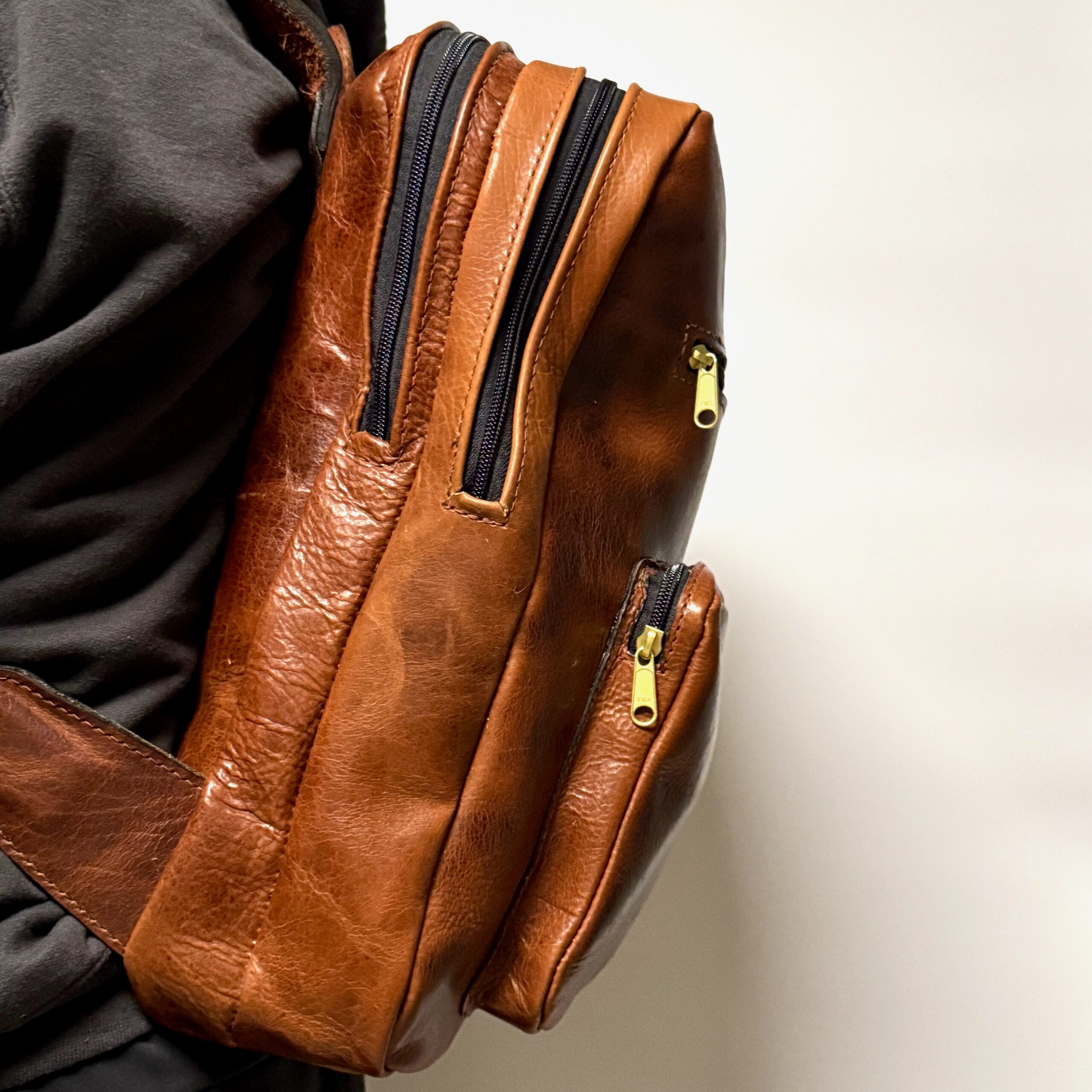 American Bison backpack with leather shoulder straps
