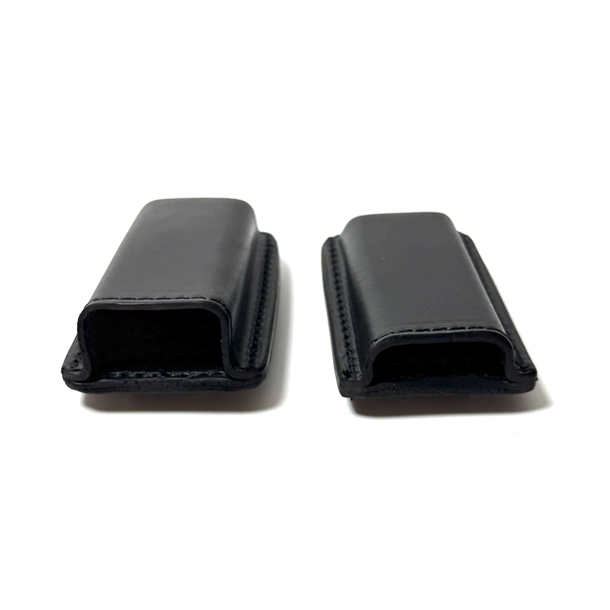 Black leather single and double stack magazine carriers