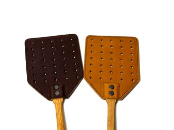Light Brown stitched and perforated cowhide fly swatter head