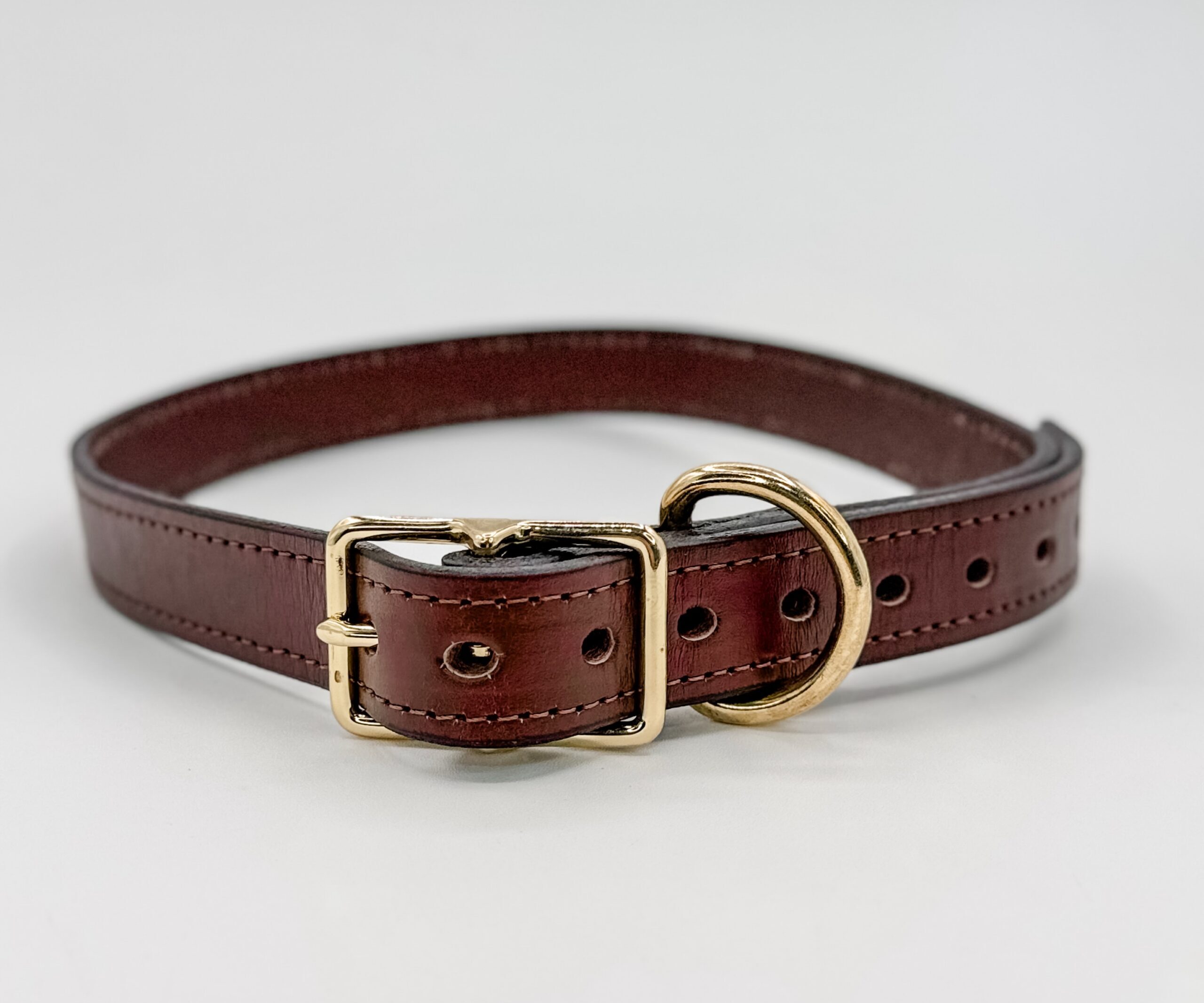 Brown full grain leather dog collar handcrafted in the USA