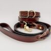 Brown full grain leather dog collar and matching leash set