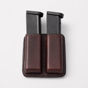 Brown full grain cowhide dual leather magazine carrier
