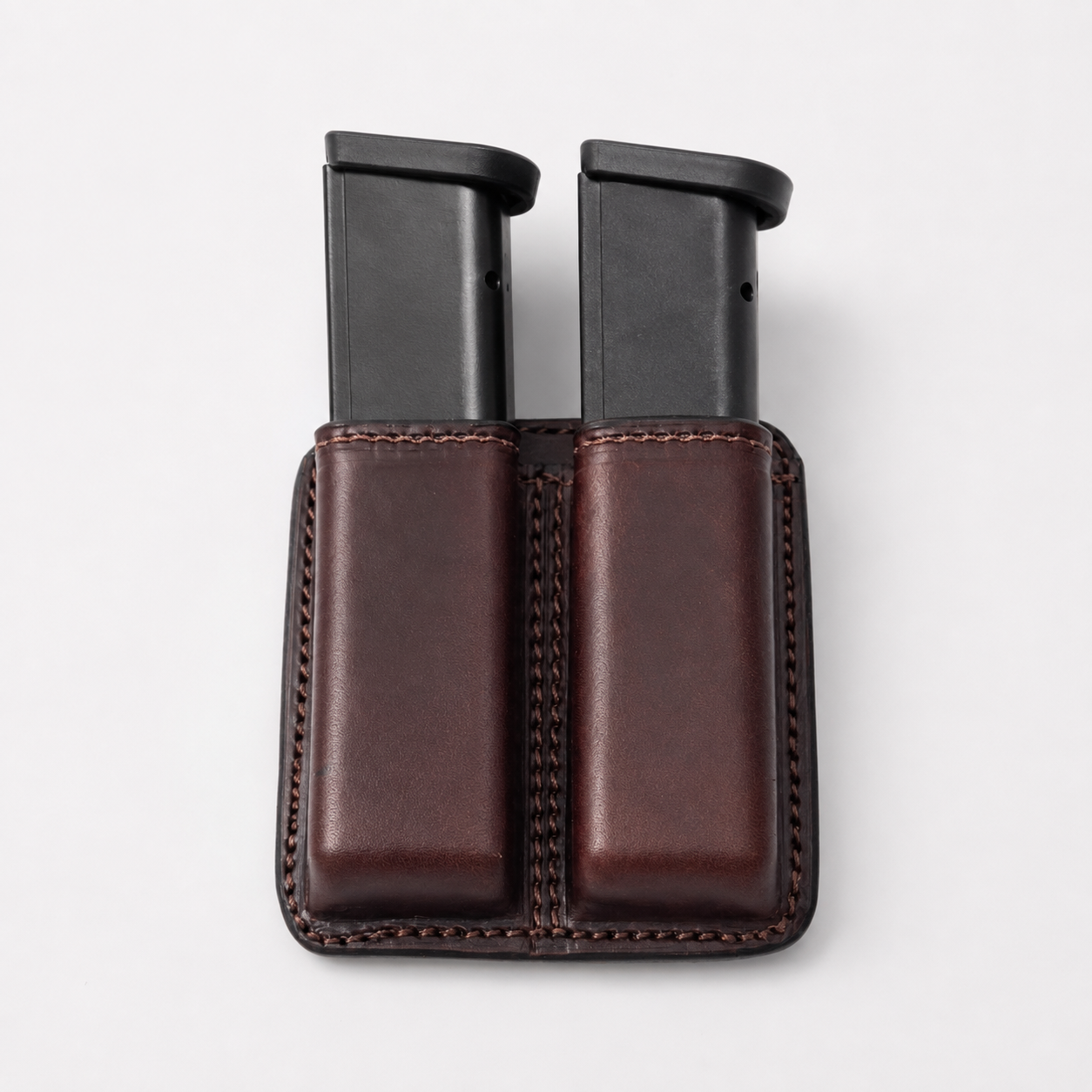 Brown full grain cowhide dual leather magazine carrier