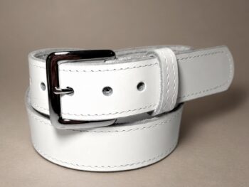 White Latigo Leather Dress Belt