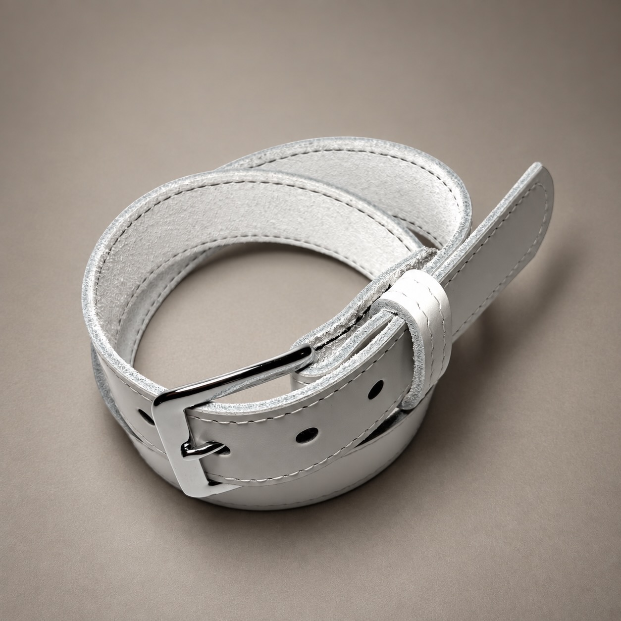 White Latigo Leather Dress Belt